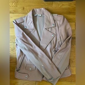 Rebecca Minkoff pink leather biker jacket